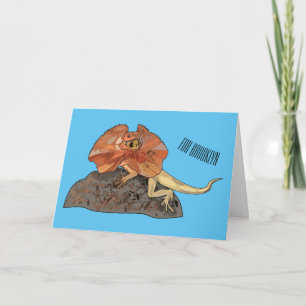 Cartão Ilustração de desenho de lagarto de pescoço frito