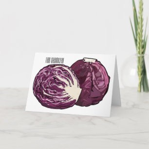 Cartão Ilustração de desenho de repolho vermelho