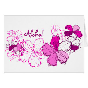 Cartão Ilustração de Doodle Hibiscus Hawaiian