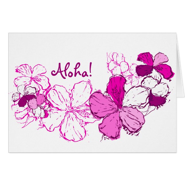 Cartão Ilustração de Doodle Hibiscus Hawaiian (Frente Horizontal)