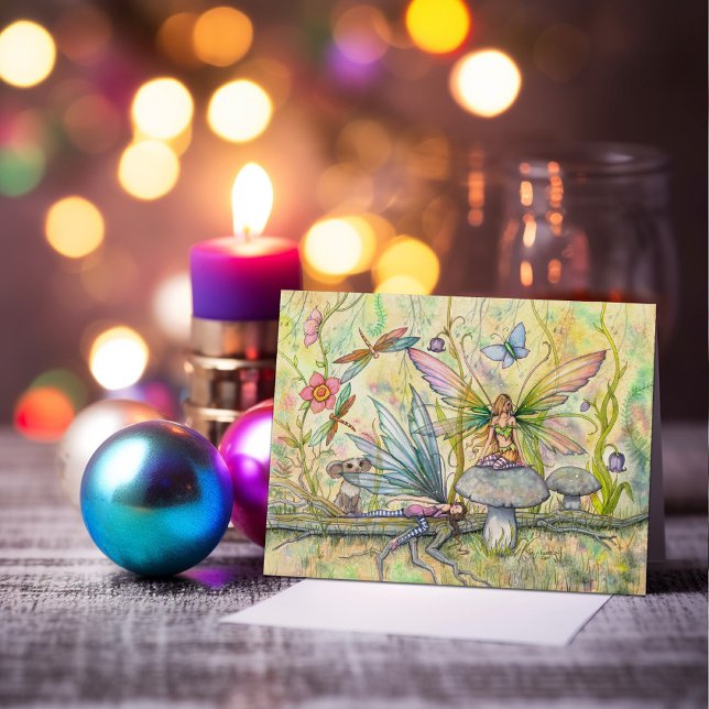 Cartão Ilustração de Fantasia de Fadas Amigas (Criador carregado)