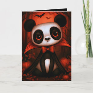 Cartão Ilustração de Fantasia de Halloween de Panda Vampi