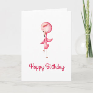 Cartão Ilustração de Flamingo Rosa Minimalista Personaliz