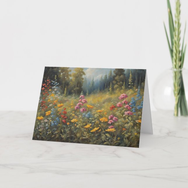 Cartão Ilustração de Flores Silvestres da Floresta (Frente)