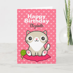 Cartão Ilustração de Gatinho de Cute