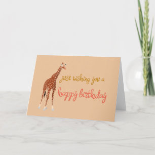 Cartão Ilustração de Girafa de Aniversário
