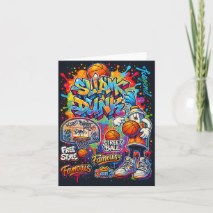 Cartão Ilustração de Grafite de Basquete Legal