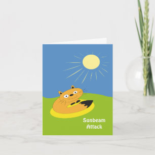 Cartão Ilustração de Humor de Gato Introvertido Aconchega