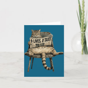 Cartão Ilustração de Humor Gatos Divertidos Vivem Imposto