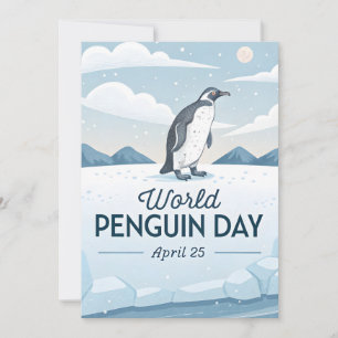 Cartão Ilustração de Inverno do Dia Mundial do Pinguim na