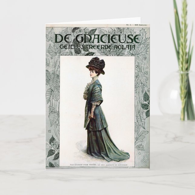 Cartão Ilustração de Lady Fashion Glamorosa Vintage (Frente)