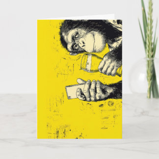 Cartão Ilustração de Macaco Engraçado Tirando Selfie – Ch