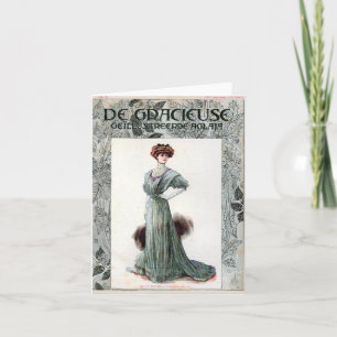 Cartão Ilustração de Moda das Senhoras Vintage 1907