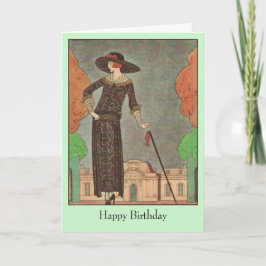 Cartão Ilustração de Moda de Georges Barbier Aniversário 