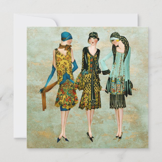 Cartão Ilustração de moda vintage dos anos 1930 (Frente)