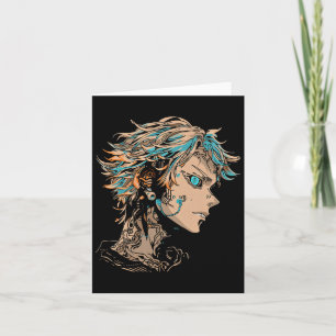 Cartão Ilustração de motivo de anime manga olhos azuis An