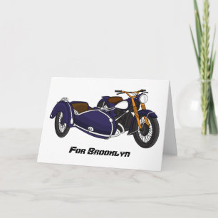 Cartão Ilustração de motocicleta roxa Sidecar