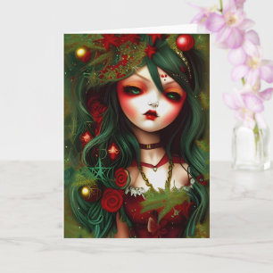 Cartão Ilustração de Natal Holly Gothic