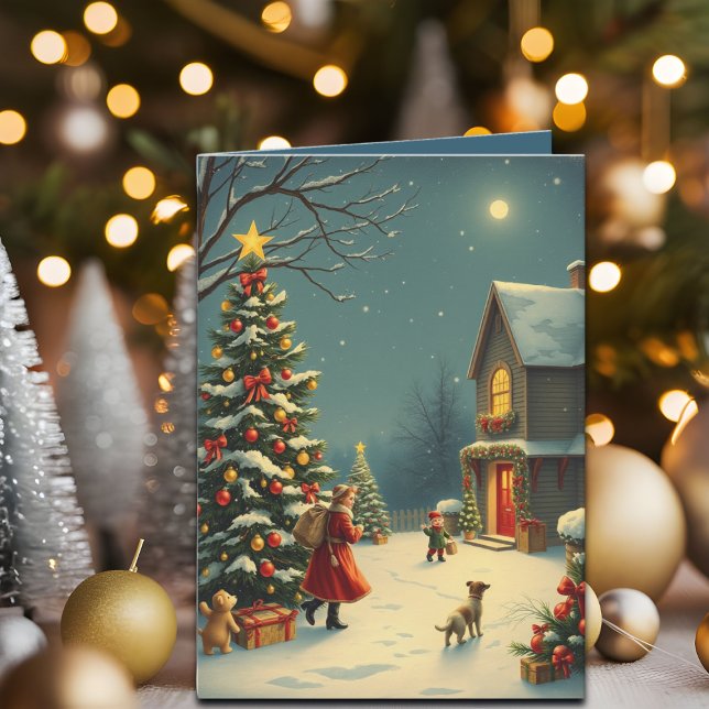 Cartão Ilustração de Natal Vintage (Criador carregado)