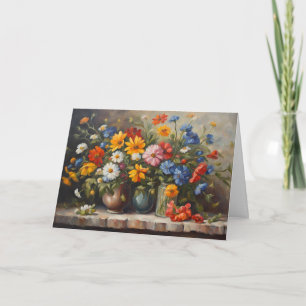 Cartão Ilustração de Natureza Morta de Flores Silvestres 