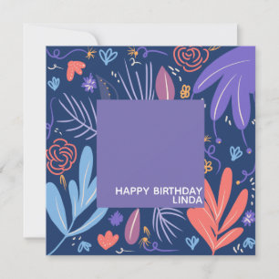 Cartão Ilustração de padrão floral de planta rabiscada