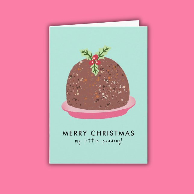 Cartão Ilustração de Portáteis Modernos do Feliz Natal (Cute 'My Little Pudding' Christmas card)