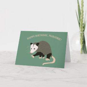 Cartão Ilustração de Possum Cuta Personalizada Aniversári
