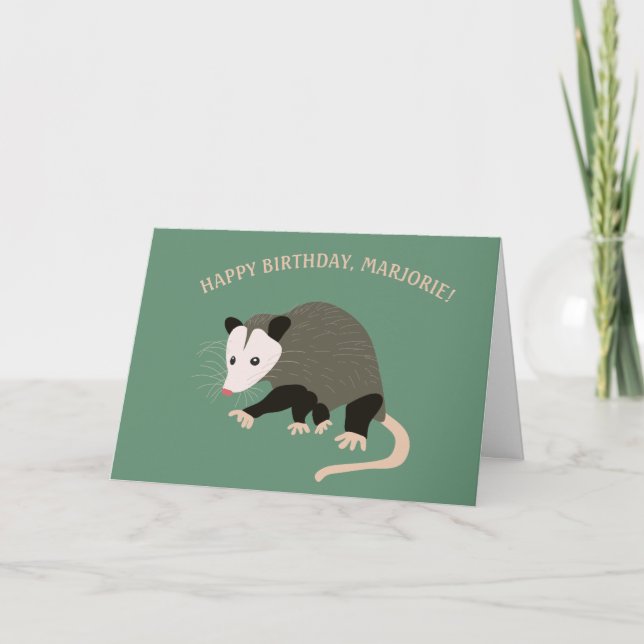 Cartão Ilustração de Possum Cuta Personalizada Aniversári (Frente)