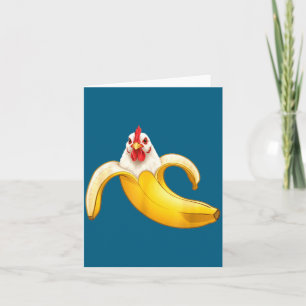 Cartão Ilustração de Rapazes da Banana Amantes de Frango