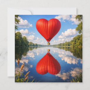 Cartão Ilustração de Reflexo de Balão de Coração Romântic