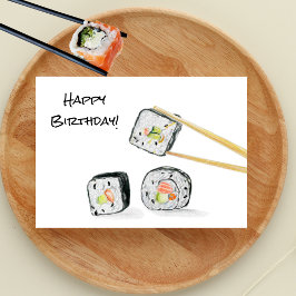Cartão Ilustração de Rolo de Sushi de Aniversário Feliz
