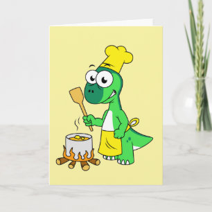 Cartão Ilustração De Um Cozinhar De Dinossauro Parasaurol