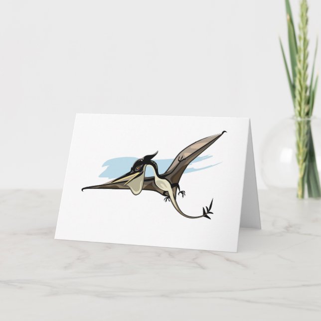 Cartão Ilustração De Um Dinossauro Pteranodon. (Frente)