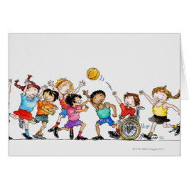 Cartão Ilustração de um grupo de crianças, incluindo uma