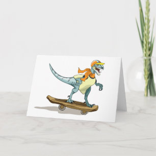 Cartão Ilustração De Um Skate De Raptor.