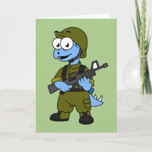 Cartão Ilustração De Um Soldado De Stegossauro.
