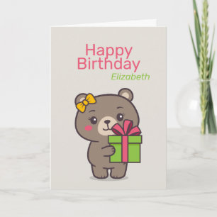 Cartão Ilustração de Urso de Pelúcia