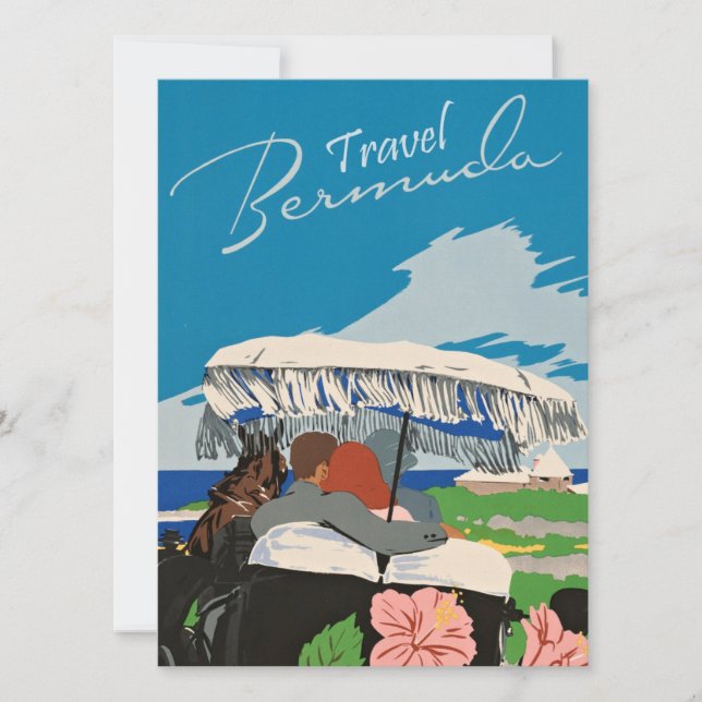 Cartão Ilustração de Viagem de Arte Vintage Bermuda (Frente)