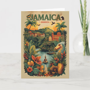 Cartão Ilustração de viagem para Jamaica em estilo retrô