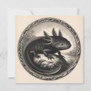 Cartão Ilustração de Vintagem Axolotl
