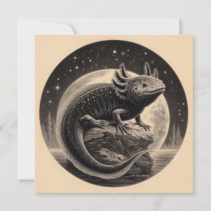 Cartão Ilustração de Vintagem Axolotl