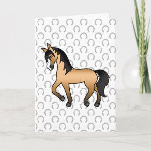 Cartão Ilustração do desenho animado de cavalos de Trote