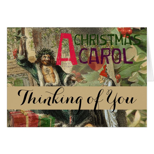 Cartão Ilustração do Espírito do Natal Presente Scrooge (Frente Horizontal)