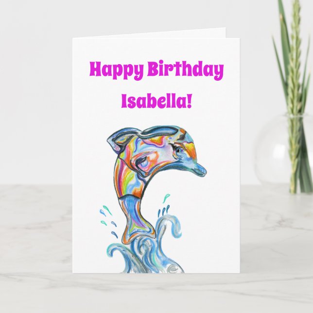 Cartão Ilustração do golfinho do feliz aniversario (Frente)