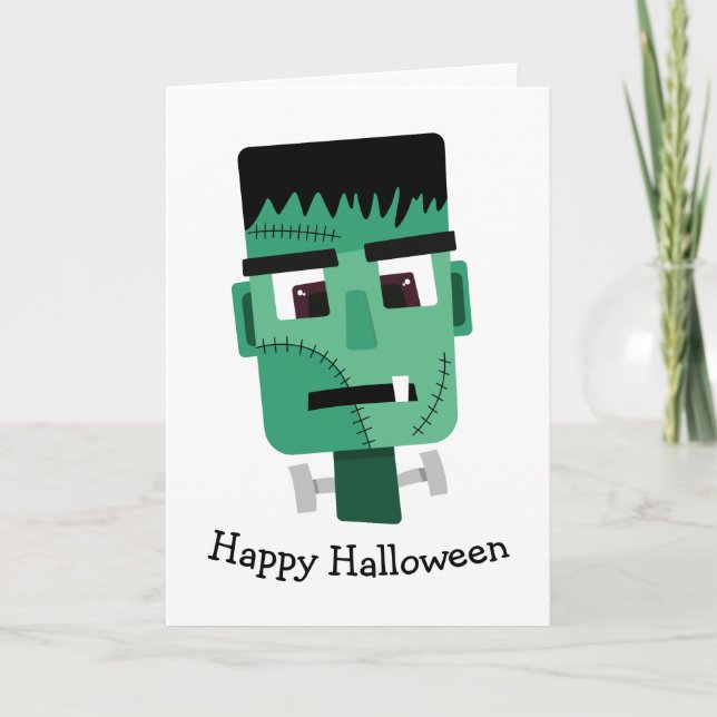 Cartão Ilustração do Monstro de Frankenstein (Frente)
