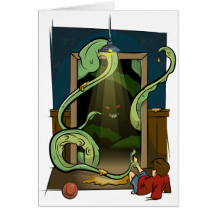 Cartão Ilustração do monstro do armário pelo vivo diá