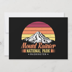 Cartão Ilustração do Monte Rainier pôr do sol retrô Washi