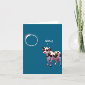 Cartão Ilustração do Pai Fazendeiro Eclipse Solar Vaca