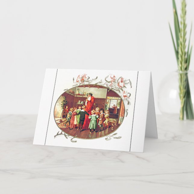 Cartão Ilustração do Papai Noel com Crianças (Frente)