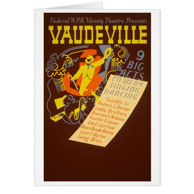 Cartão Ilustração do vaudeville do poster vintage (Frente)